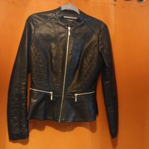 Baccini Black Quilted Leather Jacket